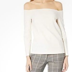 Theory Aprine Off-the-Shoulder Stretch Linen Top